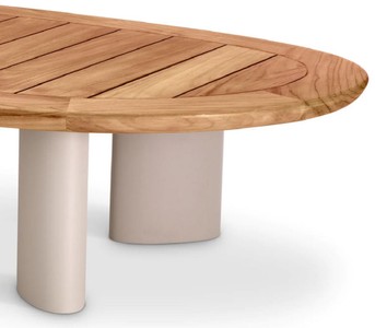 Casa Padrino Luxus Gartentisch Naturfarben / Sandfarben 170,5 x 85 x H. 34,5 cm - Garten Couchtisch mit Teakholz Tischplatte und Aluminium Beinen - Garten & Terrassen Möbel - Luxus Qualität