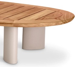 Casa Padrino table de jardin de luxe naturel / sable 170,5 x 85 x H. 34,5 cm - Table basse de jardin avec plateau en teck et pieds en aluminium - Mobilier de jardin et terrasse - Qualité de luxe