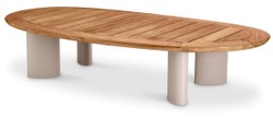 Casa Padrino table de jardin de luxe naturel / sable 170,5 x 85 x H. 34,5 cm - Table basse de jardin avec plateau en teck et pieds en aluminium - Mobilier de jardin et terrasse - Qualité de luxe