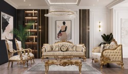 Casa Padrino canapé baroque de luxe or motif / or antique - Canapé de salon de style baroque avec motif élégant - Meuble de salon de luxe de style baroque - Meuble baroque