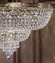 Runder Barock Kristall Kronleuchter Antik Gold Round Baroque Crystal Chandelier Antique Gold