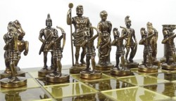 Casa Padrino set di scacchi di lusso 44 x 44 cm - Set di scacchi romani - Scacchiera in ottone fatta a mano con pezzi degli scacchi in ottone - Accessori decorativi di lusso