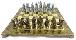 Casa Padrino set di scacchi di lusso 44 x 44 cm - Set di scacchi romani - Scacchiera in ottone fatta a mano con pezzi degli scacchi in ottone - Accessori decorativi di lusso