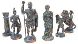 Casa Padrino set di scacchi di lusso 44 x 44 cm - Set di scacchi romani - Scacchiera in ottone fatta a mano con pezzi degli scacchi in ottone - Accessori decorativi di lusso