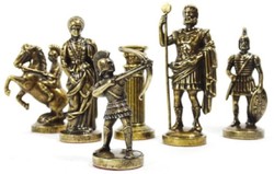 Casa Padrino set di scacchi di lusso 44 x 44 cm - Set di scacchi romani - Scacchiera in ottone fatta a mano con pezzi degli scacchi in ottone - Accessori decorativi di lusso