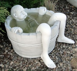 Casa Padrino Fontaine de Jardin de Luxe Blanc-Gris Ø 74 x H. 56 cm - Fontaine de Jardin en Béton - Fontaine en Pierre avec Gargouille