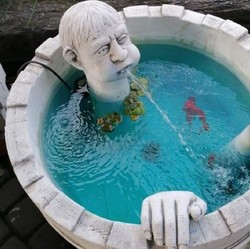 Casa Padrino Fontaine de Jardin de Luxe Blanc-Gris Ø 74 x H. 56 cm - Fontaine de Jardin en Béton - Fontaine en Pierre avec Gargouille