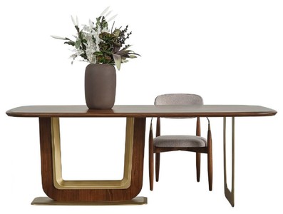 Casa Padrino luxury dining table brown / brass 222 x 100 x H. 78 cm - Rectangular solid wood kitchen table - Dining room furniture - Luxury furniture - Luxury furnishings