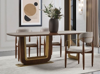 Casa Padrino ensemble de 6 chaises de salle à manger de luxe avec accoudoirs gris / marron / laiton 69 x 52 x H. 90 cm - Meuble de salle à manger - Meuble de restaurant - Meuble de luxe