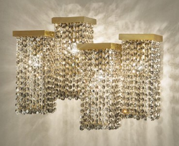 Casa Padrino lampada da parete cristallo di lusso ottone 50 x 23 x A. 40 cm - Lampada soggiorno - Lampada hotel - Lampada ristorante - Lampade di lusso - Qualità di lusso - Fatto in Italia