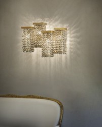 Casa Padrino luxury crystal wall lamp brass 50 x 23 x H. 40 cm - Living room wall lamp - Hotel wall lamp - Restaurant wall lamp - Luxury lamps - Luxury quality - Made in Italy