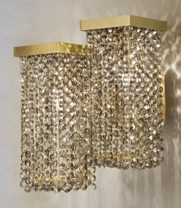 Casa Padrino lampada da parete cristallo di lusso ottone 25 x 23 x A. 35 cm - Lampada soggiorno - Lampada hotel - Lampada ristorante - Lampade di lusso - Qualità di lusso - Fatto in Italia