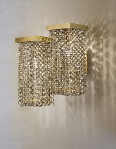 Casa Padrino Luxus Kristall Wandleuchte Messing 25 x 23 x H. 35 cm - Wohnzimmer Wandleuchte - Hotel Wandleuchte - Restaurant Wandleuchte - Luxus Leuchten - Luxus Qualität - Made in Italy