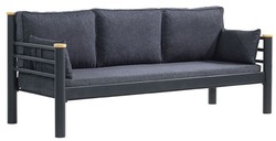 Casa Padrino Art Nouveau garden sofa anthracite / gray / natural 200 x 70 x H. 85 cm - Metal garden sofa with cushions - Patio sofa - Garden furniture - Patio furniture - Art Nouveau furniture