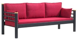 Casa Padrino Art Nouveau garden sofa bordeaux red / gray / natural 200 x 70 x H. 85 cm - Metal garden sofa with cushions - Patio sofa - Garden furniture - Patio furniture - Art Nouveau furniture