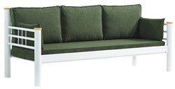 Casa Padrino Art Nouveau garden sofa green / white / natural 200 x 70 x H. 85 cm - Metal garden sofa with cushions - Patio sofa - Garden furniture - Patio furniture - Art Nouveau furniture