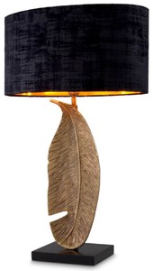Casa Padrino luxury table lamp vintage brass / black 50 x 30 x H. 76.5 cm - Desk lamp with oval lampshade and granite base - Luxury table lamps - Luxury desk lamps - Luxury lights