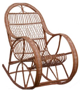 Luxus Rattan Schaukelsessel Braun Luxury Rattan Rocking Armchair Brown