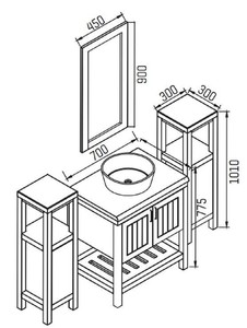 Casa Padrino Landhausstil Badezimmer Set Blau / Braun - 1 Waschbeckenschrank mit Keramik Waschbecken & 2 Regalschränke & 1 Wandspiegel - Massivholz Badezimmer Möbel - Landhausstil Badezimmer Möbel