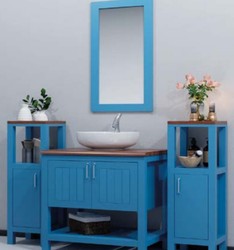 Landhausstil Badezimmer Möbel Set Blau Braun Country Style Bathroom Furniture Set Blue Brown