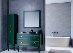 Casa Padrino conjunto de baño barroco de lujo verde / negro / oro - 1 Mesa de Lavabo Barroco con Lavabo Ovalado y 1 Espejo de Pared LED Barroco y 1 Estantería Barroco - Mueble de baño barroco