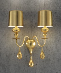 Casa Padrino lampada da parete doppia Art Deco di lusso oro 40 x 18 x A. 55 cm - Elegante lampada da parete con paralumi in alluminio - Applique di lusso - Qualità di lusso - Fatto in Italia