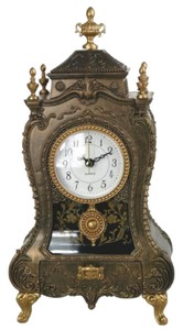 Casa Padrino horloge de table baroque bronze / or antique 17 x 9 x H. 32 cm - Horloge de bureau de style baroque avec mélodie - Accessoires de décoration baroque