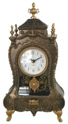 Casa Padrino baroque table clock bronze / antique gold 17 x 9 x H. 32 cm - Baroque style desk clock with melody - Baroque desk decoration - Baroque decorative accessories