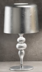 Casa Padrino lámpara de mesa Art Deco de lujo plata Ø 50 x A. 180 cm - Lámpara de escritorio Art Deco redonda con pantalla de aluminio - Lámparas de mesa de lujo - Calidad de lujo - Hecho en Italia