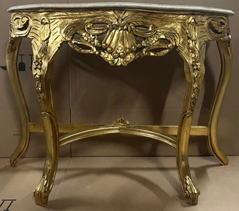 Casa Padrino consolle barocco oro / crema - Consolle in legno massello fatta a mano con piano in marmo - Consolle in stile antico - Mobili in stile antico - Mobili in stile barocco