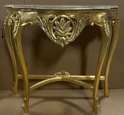 Barock Konsole mit Marmorplatte Gold Grau Baroque Console with Marble Top Gold Gray