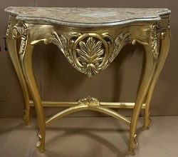 Barock Konsole mit Marmorplatte Gold Grau Baroque Console with Marble Top Gold Gray