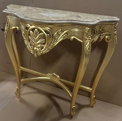 Barock Konsole mit Marmorplatte Gold Grau Baroque Console with Marble Top Gold Gray