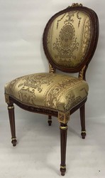 Casa Padrino sedia da pranzo barocco medaglione oro motivo / marrone scuro / oro - Sedia da cucina in stile antico fatta a mano con motivo - Mobili per sala da pranzo barocco - Mobili barocchi