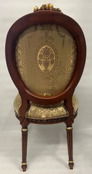 Casa Padrino sedia da pranzo barocco medaglione oro motivo / marrone scuro / oro - Sedia da cucina in stile antico fatta a mano con motivo - Mobili per sala da pranzo barocco - Mobili barocchi