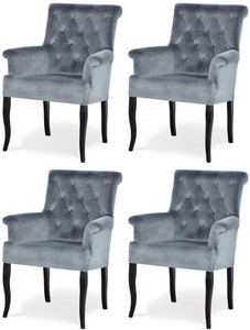 Casa Padrino conjunto de 4 sillas de comedor Chesterfield Neo Barrocos gris / negro - Sillas de cocina con reposabrazos - Muebles de Comedor - Muebles Chesterfield - Muebles Neo Barrocos Casa Padrino conjunto de 4 sillas de comedor Chesterfield Neo Barrocos gris / negro - Sillas de cocina con reposabrazos - Muebles de Comedor - Muebles Chesterfield - Muebles Neo Barrocos