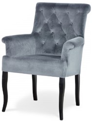 Casa Padrino conjunto de 4 sillas de comedor Chesterfield Neo Barrocos gris / negro - Sillas de cocina con reposabrazos - Muebles de Comedor - Muebles Chesterfield - Muebles Neo Barrocos