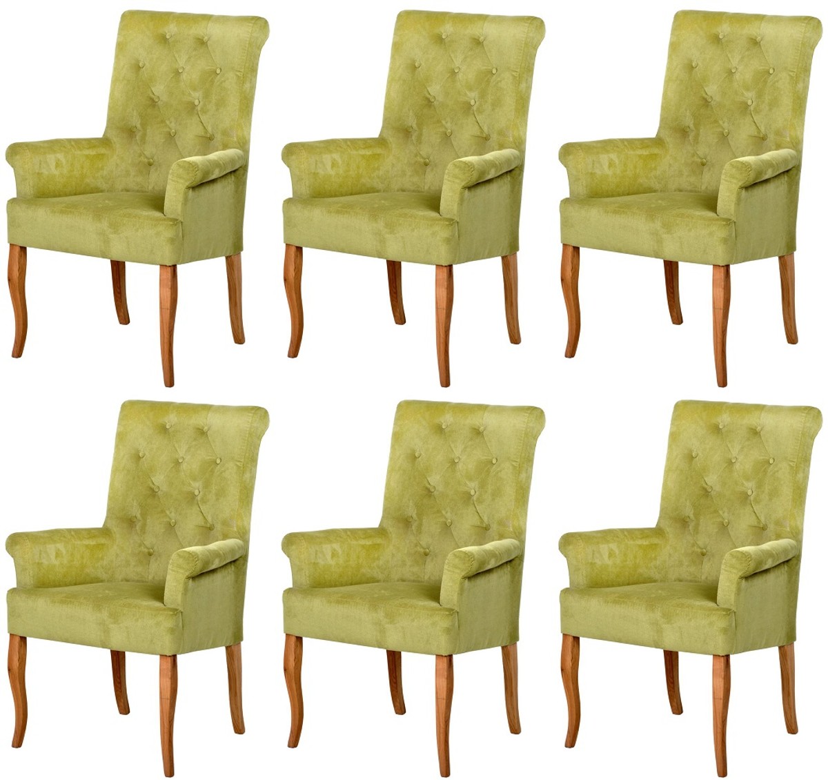 Casa Padrino ensemble de 6 Chaises de salle à manger Chesterfield Néo Baroque vert / naturel - Chaises de cuisine avec accoudoirs - Mobilier de Salle à Manger Chesterfield - Mobilier Néo Baroque Casa Padrino ensemble de 6 Chaises de salle à manger Chesterfield Néo Baroque vert / naturel - Chaises de cuisine avec accoudoirs - Mobilier de Salle à Manger Chesterfield - Mobilier Néo Baroque