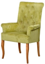 Casa Padrino Chesterfield Neo Baroque dining room chair set of 6 green / natural - Kitchen chairs with armrests - Dining room furniture - Chesterfield furniture - Neo baroque furniture