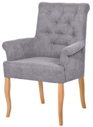 Casa Padrino Chesterfield Neo Baroque dining room chair set of 6 gray / natural - Kitchen chairs with armrests - Dining room furniture - Chesterfield furniture - Neo baroque furniture