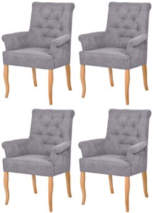 Casa Padrino Chesterfield Neo Baroque dining room chair set of 4 gray / natural - Kitchen chairs with armrests - Dining room furniture - Chesterfield furniture - Neo baroque furniture Casa Padrino Chesterfield Neo Baroque dining room chair set of 4 gray / natural - Kitchen chairs with armrests - Dining room furniture - Chesterfield furniture - Neo baroque furniture