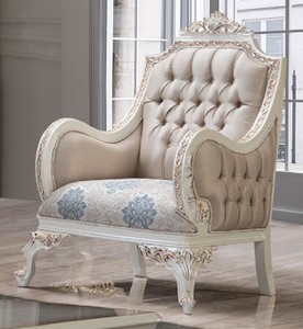 Casa Padrino sillón barroco de lujo multicolor / crema blanco / cobre - Sillón de salón de estilo barroco con patrón elegante - Muebles de salón de lujo en estilo barroco - Muebles barrocos
