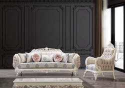 Casa Padrino poltrona barocco di lusso multicolore / crema bianco / rame - Poltrona da salotto in stile barocco con motivo elegante - Mobile da soggiorno di lusso in stile barocco - Mobile barocco