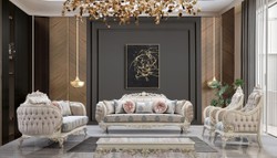 Casa Padrino poltrona barocco di lusso multicolore / crema bianco / rame - Poltrona da salotto in stile barocco con motivo elegante - Mobile da soggiorno di lusso in stile barocco - Mobile barocco