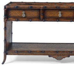 Casa Padrino Console de Style Vintage de Luxe Marron 184 x 39 x H. 88 cm - Table Console en Bois Massif avec 3 Tiroirs - Meubles en Bois Massif - Meubles de Style Vintage - Meubles de Luxe