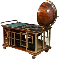 Luxus Vintage Stil Servierwagen Braun Schwarz Messing Grün Luxury Vintage Style Serving Trolley Brown Black Brass Green