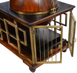 Luxus Vintage Stil Servierwagen Braun Schwarz Messing Grün Luxury Vintage Style Serving Trolley Brown Black Brass Green