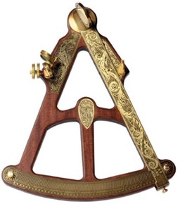 Casa Padrino Sextant de Style Ancien de Luxe Marron / Laiton 27,5 x 6,5 x H. 32 cm - Rapporteur Marin - Accessoires de Décoration Marins - Accessoires de Décoration de Style Ancien de Luxe