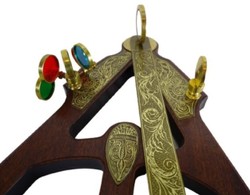 Casa Padrino Sextant de Style Ancien de Luxe Marron / Laiton 27,5 x 6,5 x H. 32 cm - Rapporteur Marin - Accessoires de Décoration Marins - Accessoires de Décoration de Style Ancien de Luxe