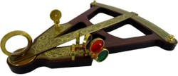 Casa Padrino Sextant de Style Ancien de Luxe Marron / Laiton 27,5 x 6,5 x H. 32 cm - Rapporteur Marin - Accessoires de Décoration Marins - Accessoires de Décoration de Style Ancien de Luxe